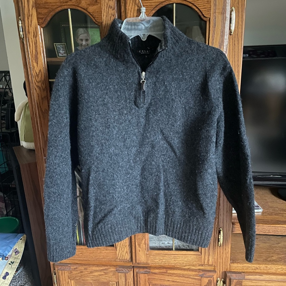 Iceland wool blend, long sleeve 1/4 zip sweater